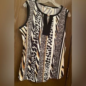 Perception Concepts NWT Animal Print Sleeveless Top Blouse L
